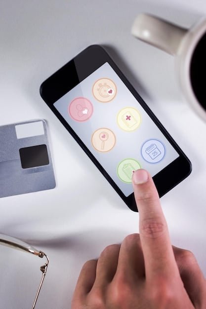 A hand holding a smartphone with several app subscription icons visible, with a magnifying glass hovering over them, symbolizing reviewing subscriptions for value.
