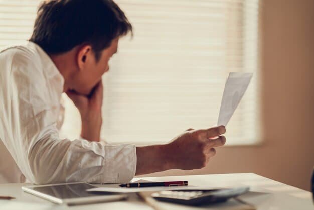 A split image: one side shows a stressed-looking person surrounded by bills, and the other side shows a relaxed-looking person happily comparing prices on a tablet while sitting comfortably on a couch.