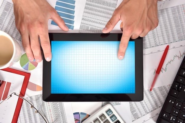 A split-screen image. On one side, it shows a person meticulously analyzing financial statements with a calculator and pen. On the other side, a holographic projection displays real-time industry trends and market analysis reports.