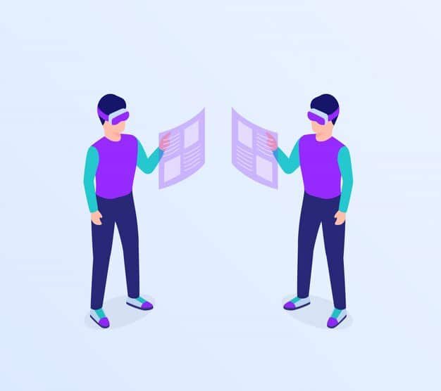 A side-by-side comparison of a person using an AR application on a smartphone to view digital information overlaid on a real-world object, versus another person fully immersed in a VR game using a dedicated VR headset.