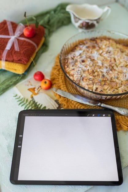A close-up shot of a smartphone displaying a meal planning app interface, featuring a weekly meal schedule, recipe details, and a shopping list. The background shows a cluttered refrigerator with expired food.